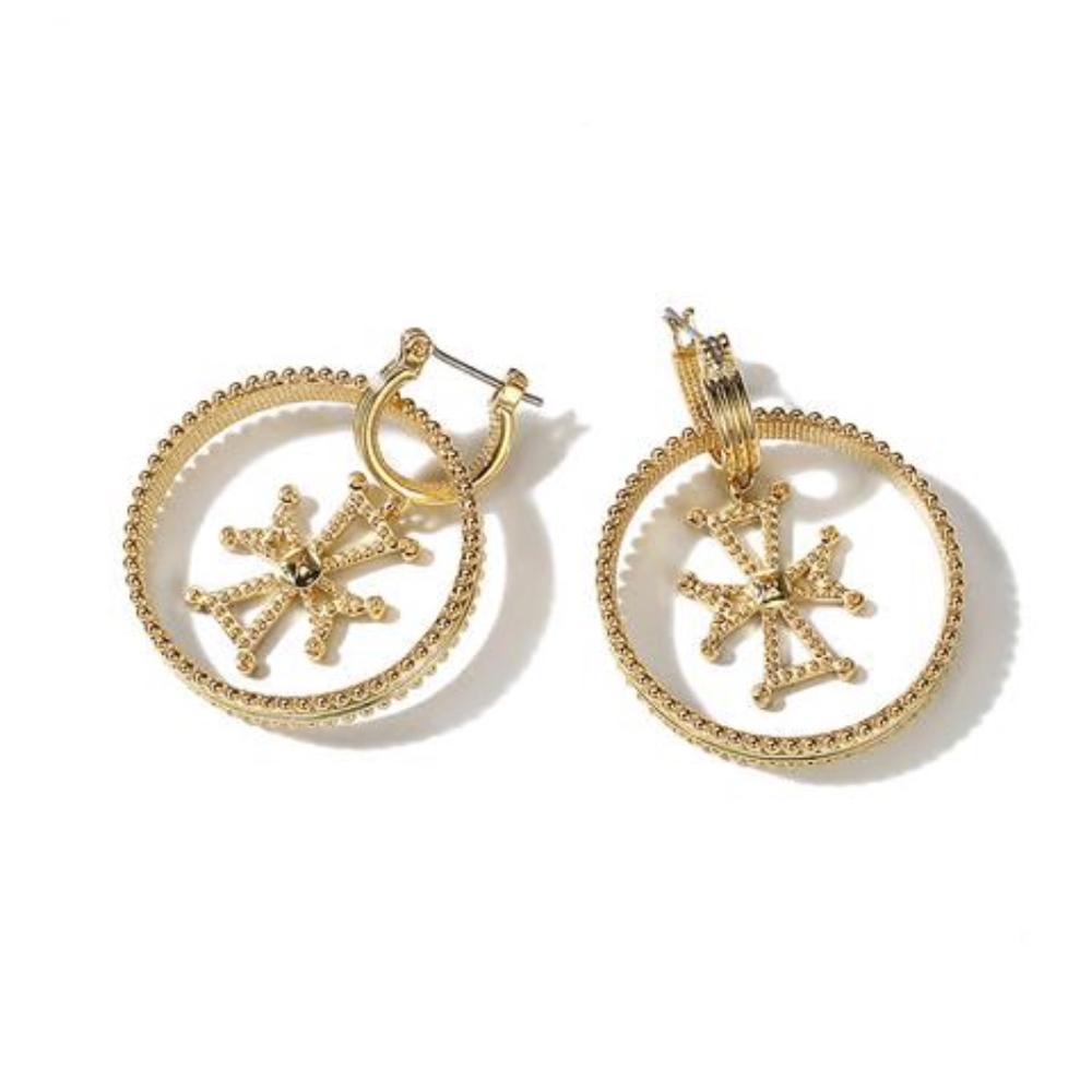 KATY EARRING || Cross Earrings, Gold Hoop Earrings